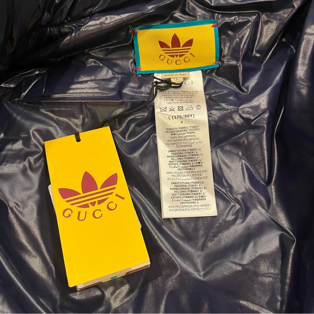 $4300 Gucci X Adidas Embroidered GG Logo Puffer Jacket - Picture 9 of 14